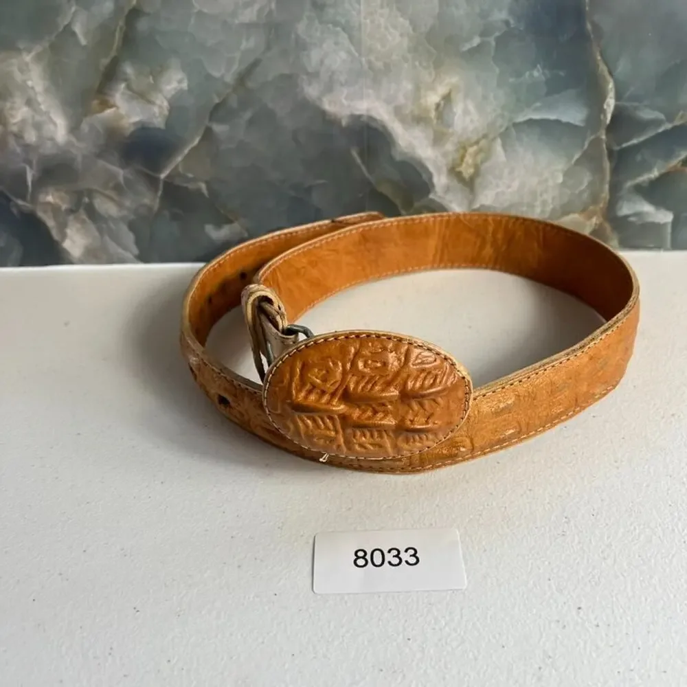 Crocodile Brown Genuine Leather Belt Kids Size 22 Western Style Made In Mexico